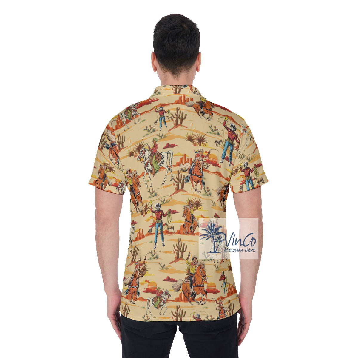 Cowboy Hawaiian Polo Golf Shirt For Men