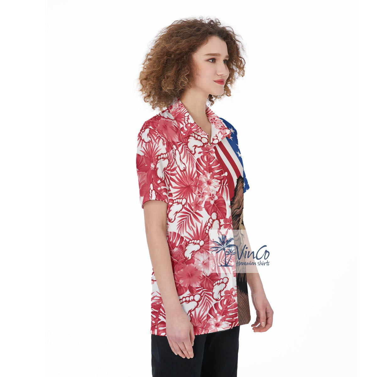 Patriotic Sasquatch Aloha Shirt For Women