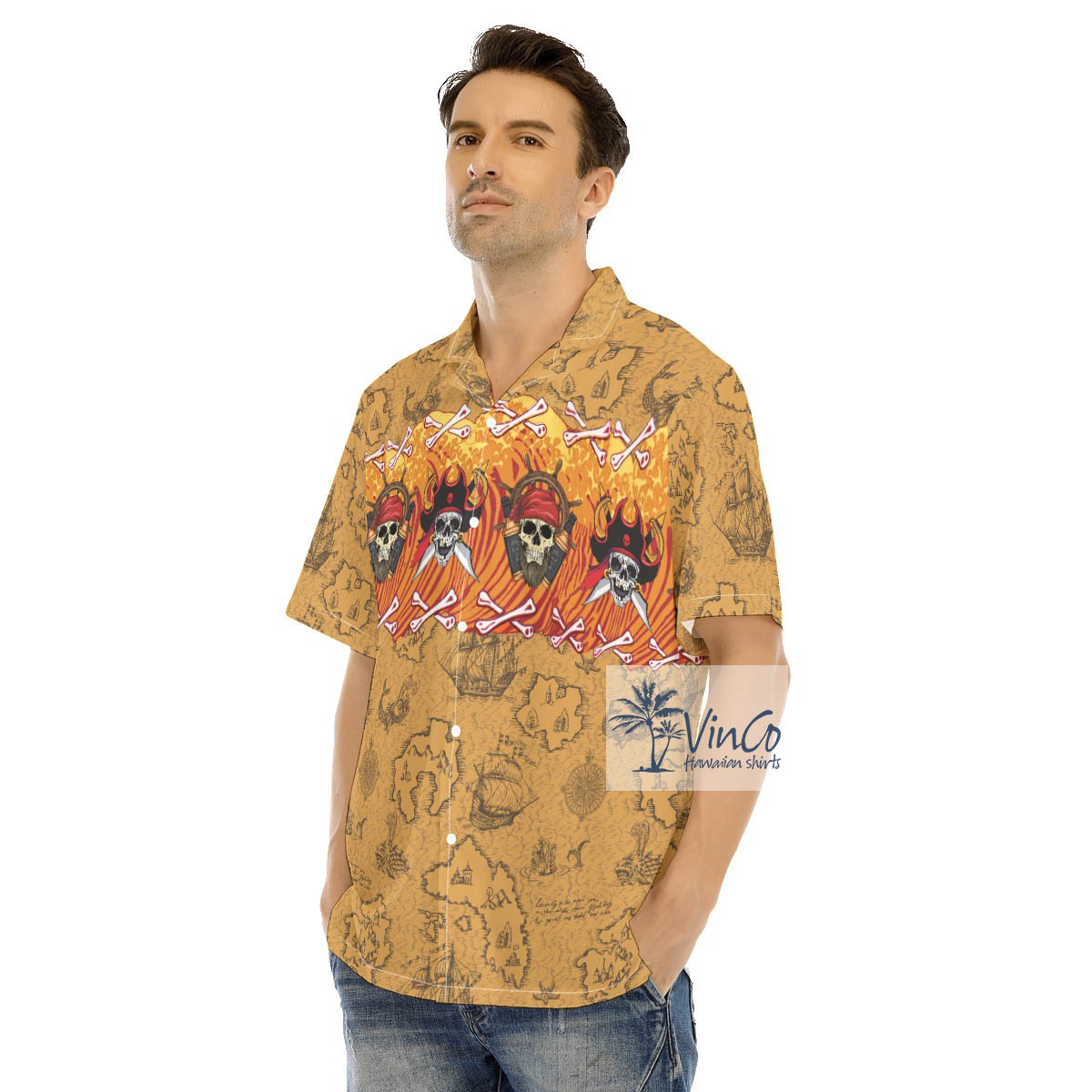 Funny Skull Pirate Vintage Hawaiian Shirt