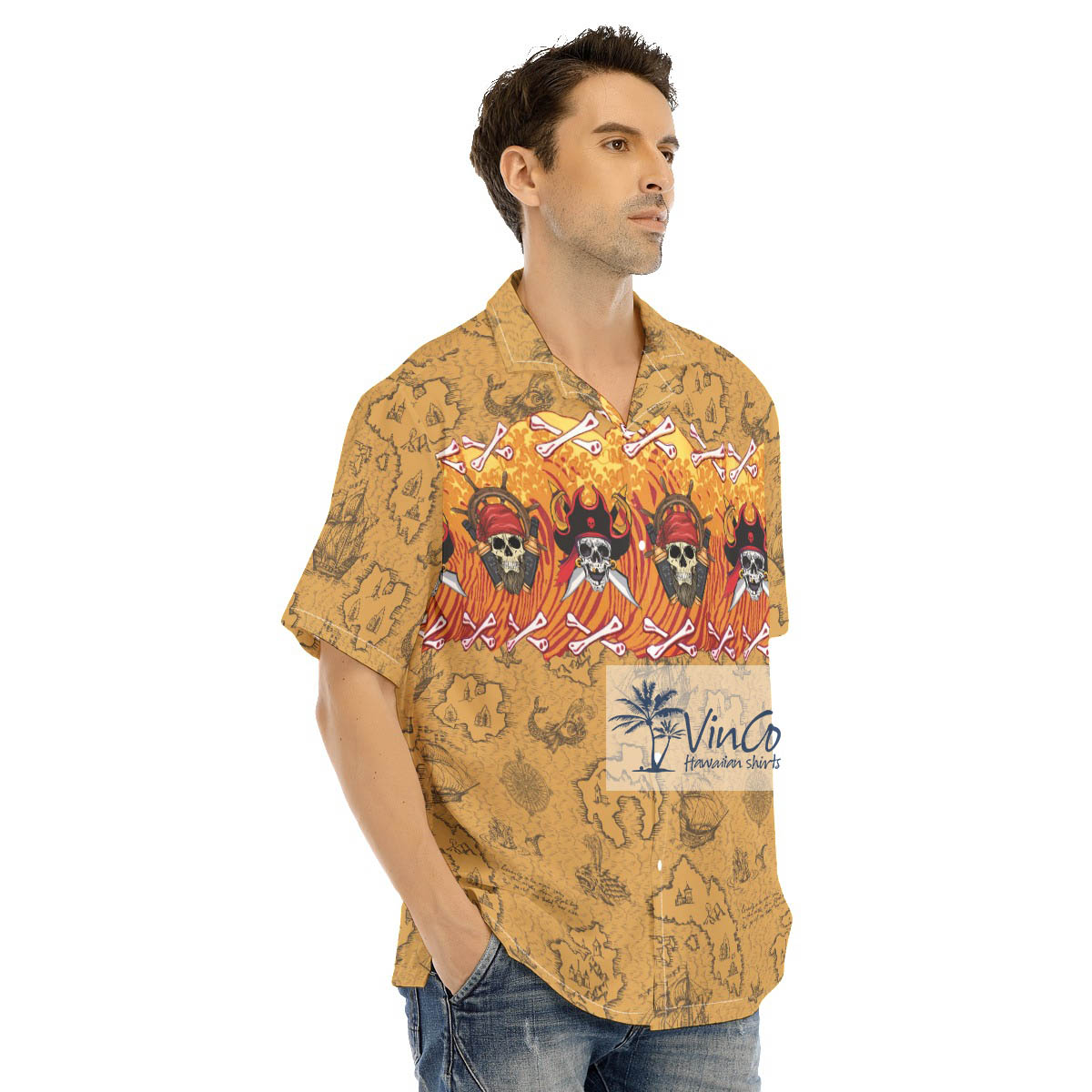 Funny Skull Pirate Vintage Hawaiian Shirt