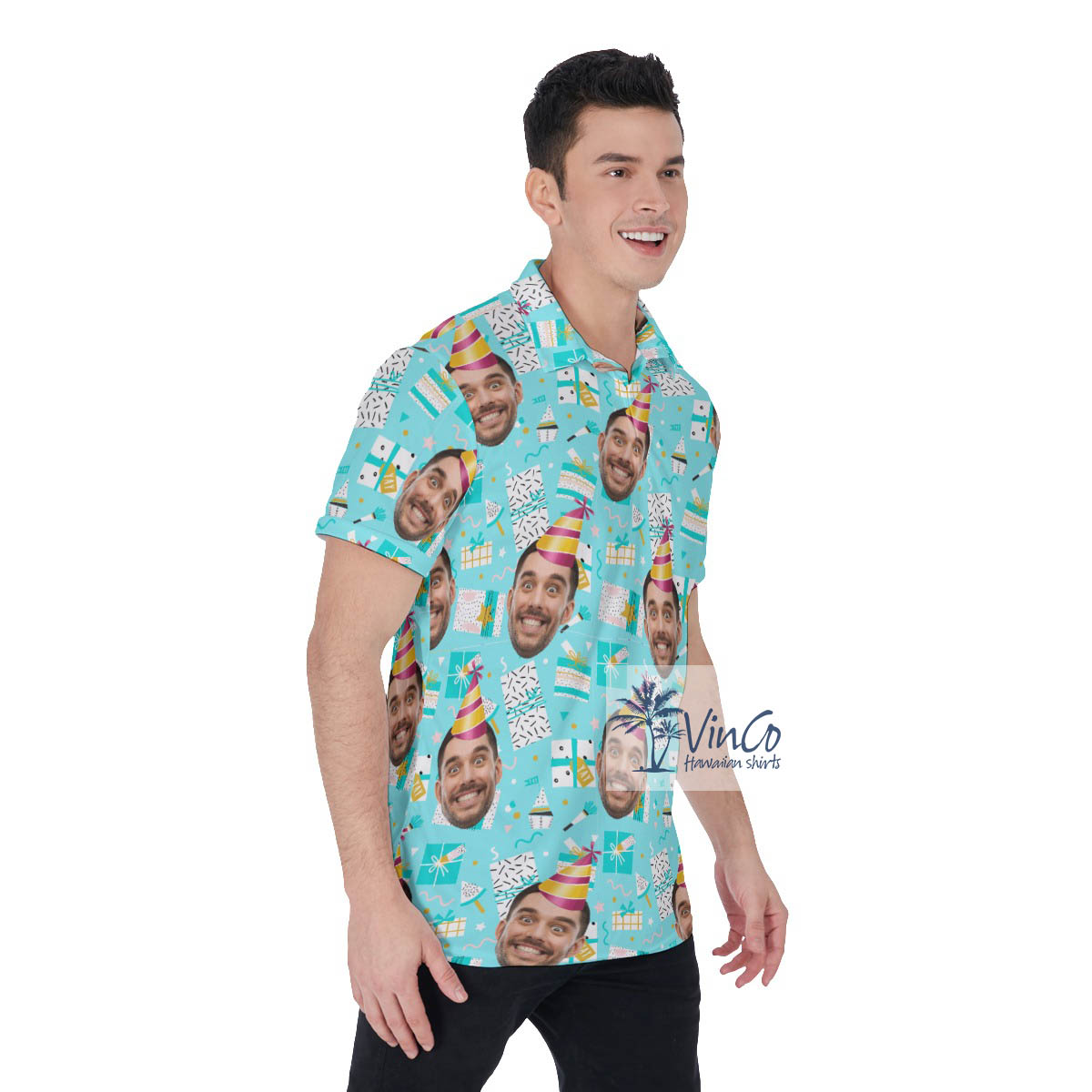 Funny Personalized Faces Aloha Polo Shirt For Men