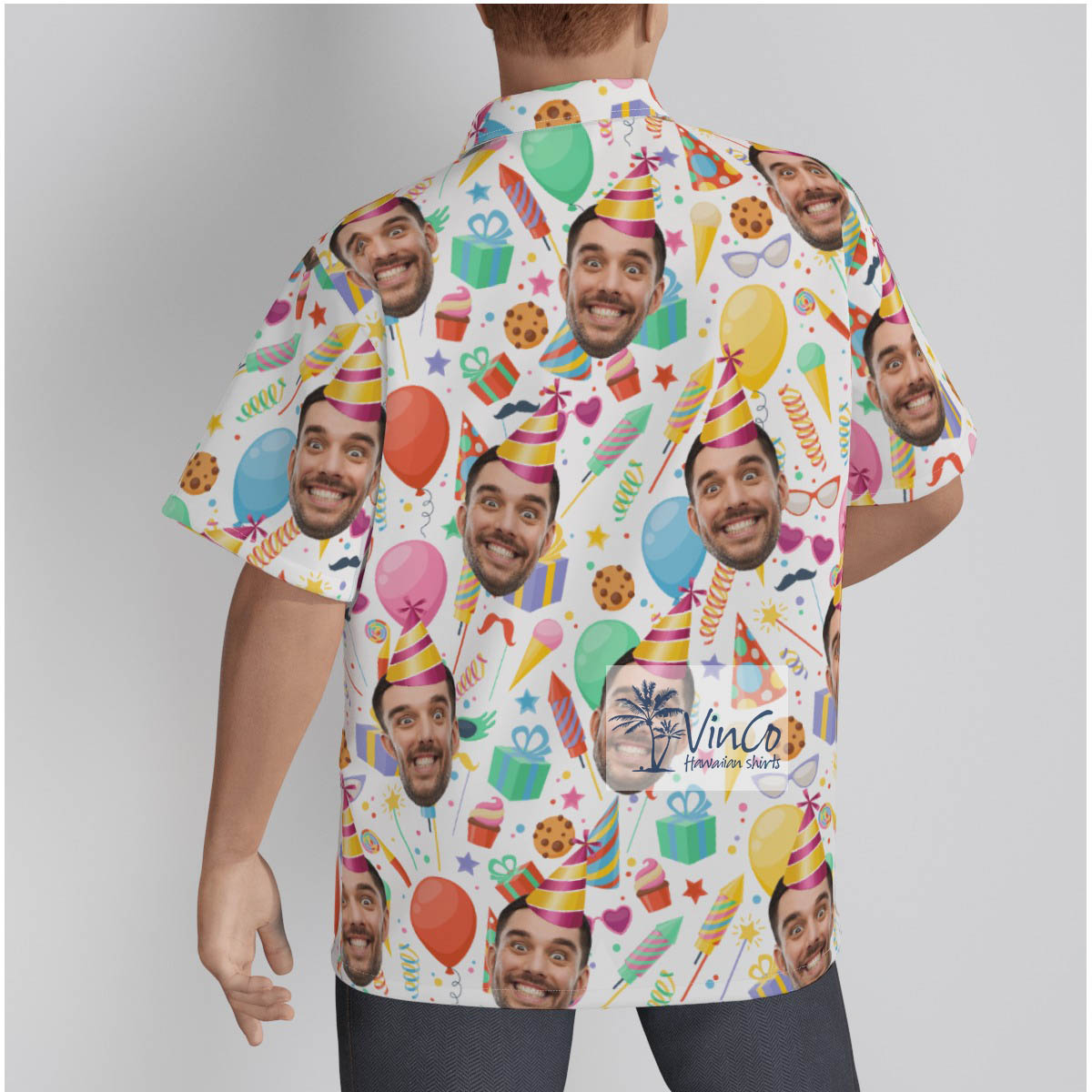 Personalized Birthday Face Hawaiian Button Up Shirt