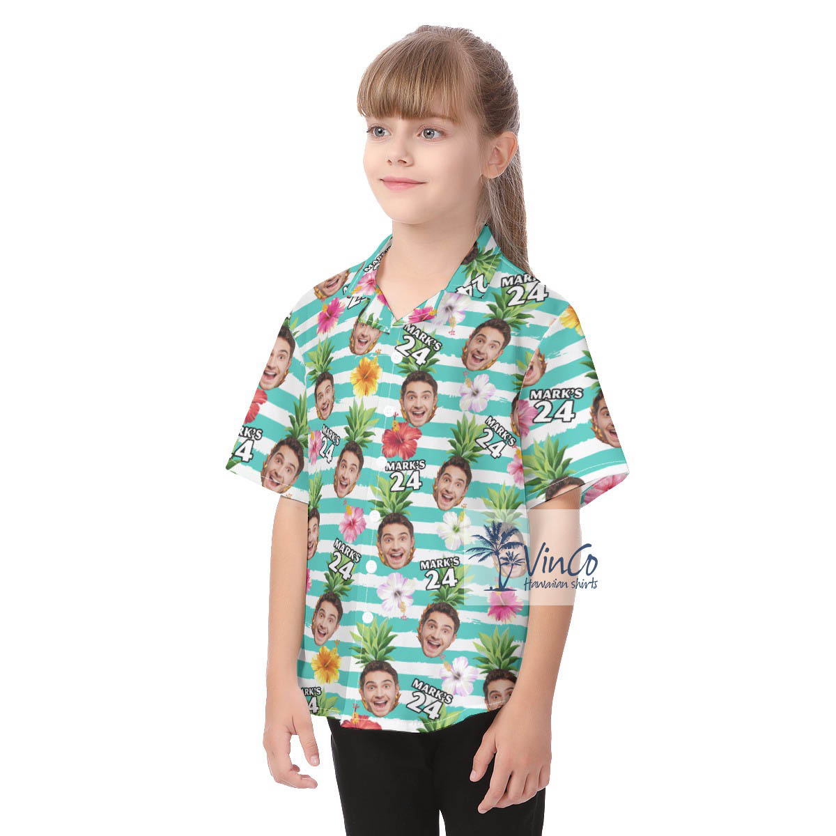 Tropical Custom Face Happy Birthday Hawaiian Shirt For Kids