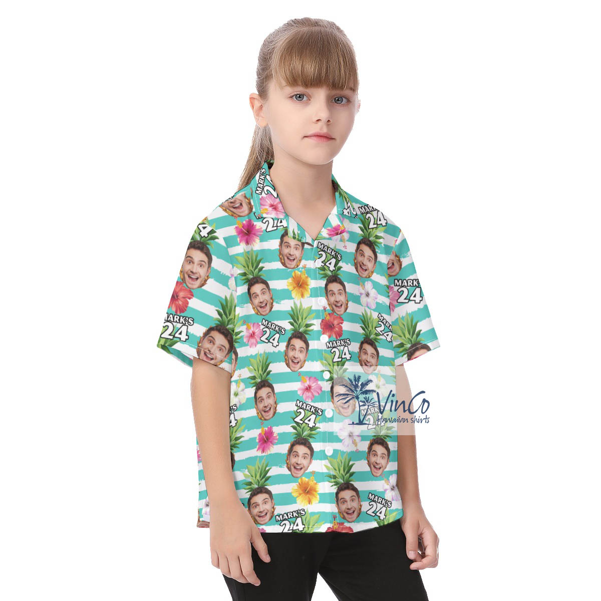 Tropical Custom Face Happy Birthday Hawaiian Shirt For Kids