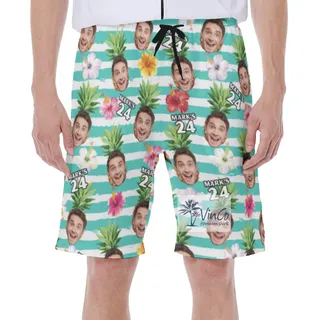 Tropical Personalize Birthday Face And Age Swim Trunks For Men