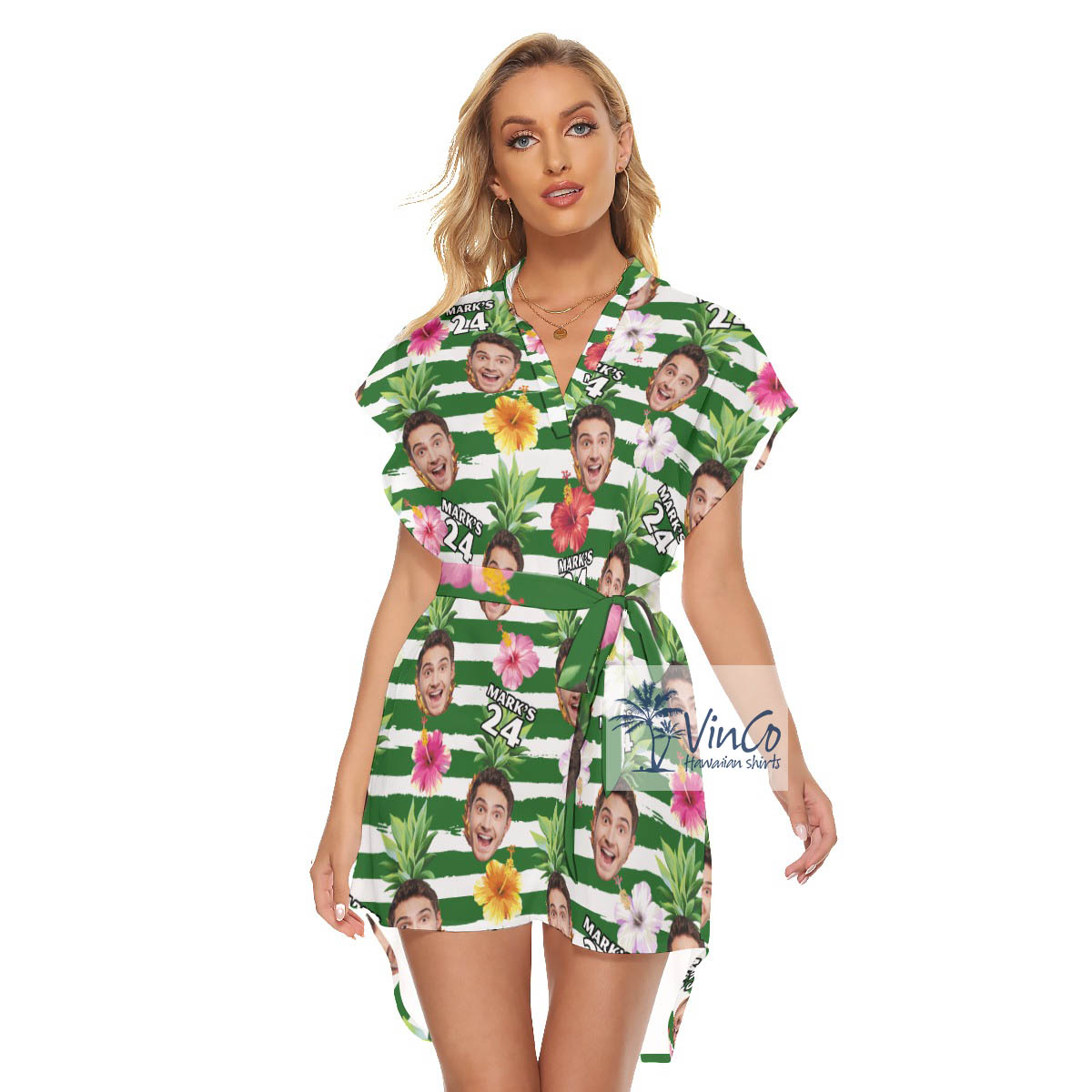 Funny Custom Face Aloha Dress For Women - variant image 1
