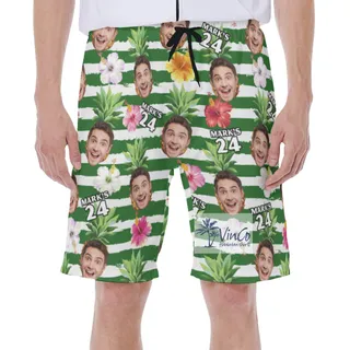 Funny Custom Face Birthday Boy Girl Hawaiian Swim Trunks