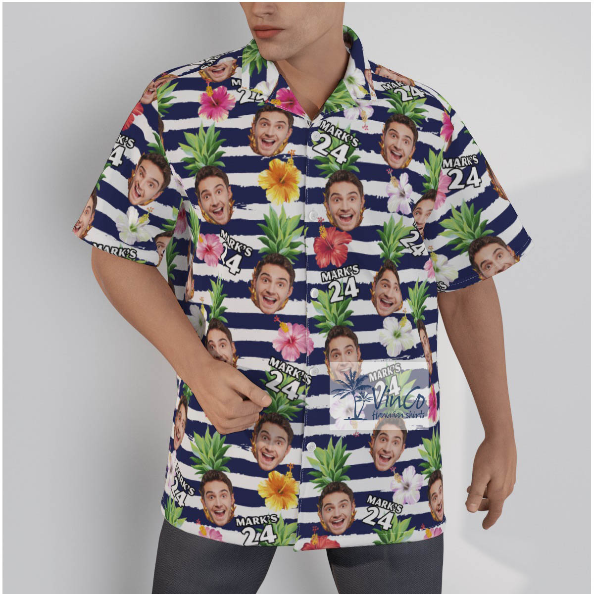 Custom Birthday Shirt Stripe Hawaiian Shirt - variant image 1