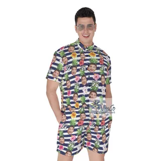 Personalized Photo Birthday Hawaiian Romper For Men