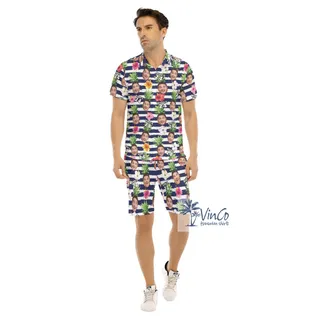 Custom Face Happy Birthday Button Up Shirt Shorts For Men
