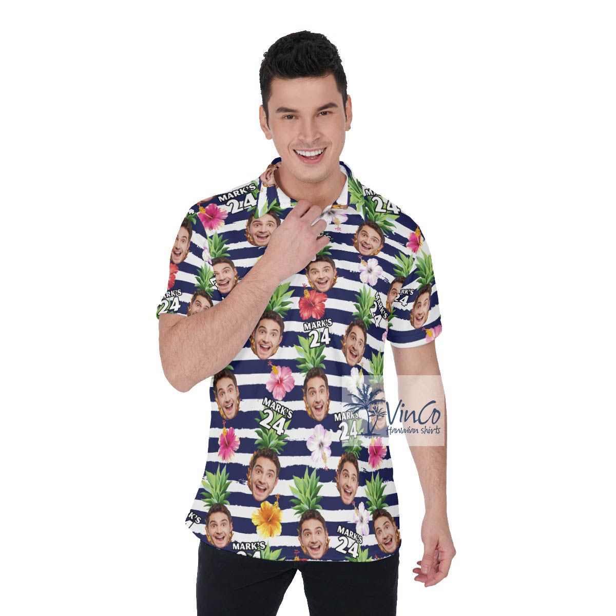 Custom Face Birthday Hawaiian Golf Shirt For Men - variant image 1