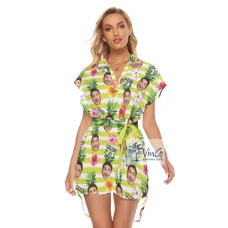 Personalized Birthday Gifts Ideas Custom Face Women's Hawaiian Dress