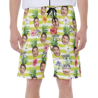 Custom Face Birthday Aloha Swim Trunks For Men