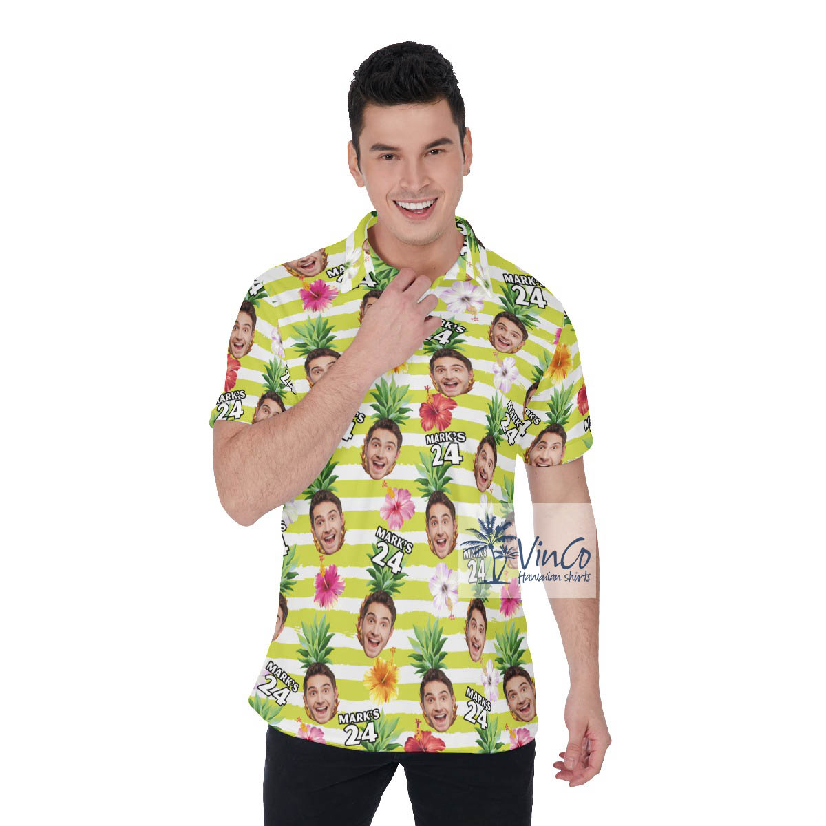 Personalized Birthday Gift Custom Face Aloha Polo For Men - variant image 1