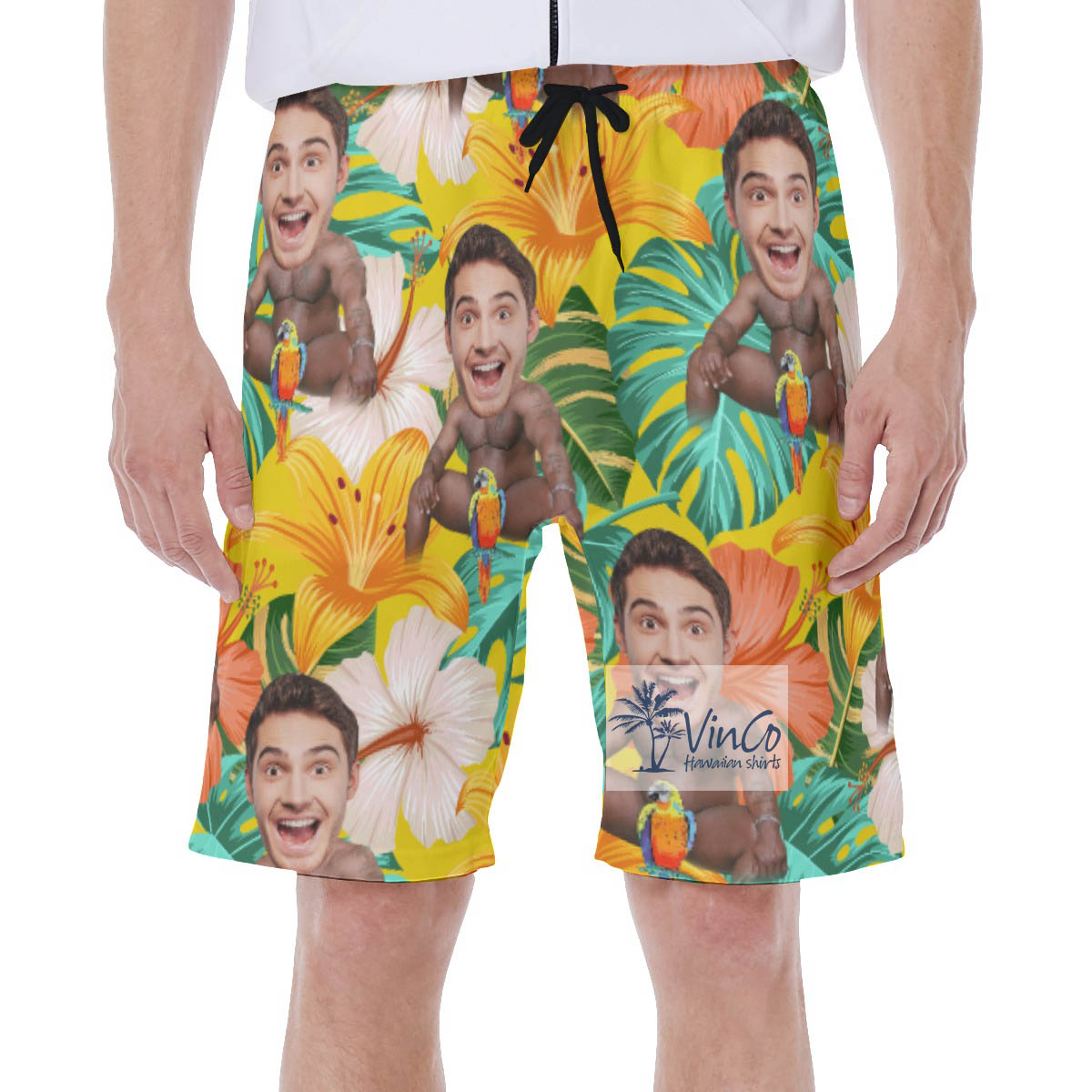 Funny Custom Face Barry Wood Swim Trunks For Men - variant image 1