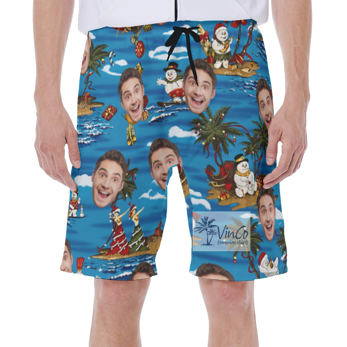 Christmas Snowman Tropical Hawaiian Swimwear With Custom Face - variant image 1