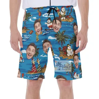 Christmas Snowman Tropical Hawaiian Swimwear With Custom Face