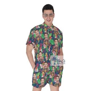 Inappropriate Tropical Custom Barry Wood Face Romper For Men