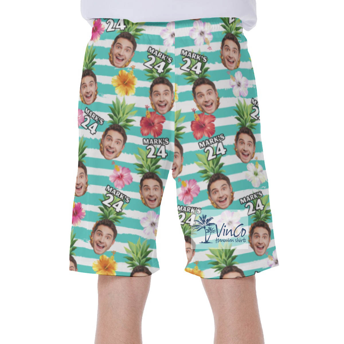Tropical Personalize Birthday Face And Age Swim Trunks For Men
