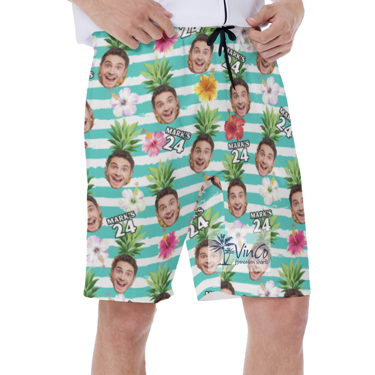 Tropical Personalize Birthday Face And Age Swim Trunks For Men