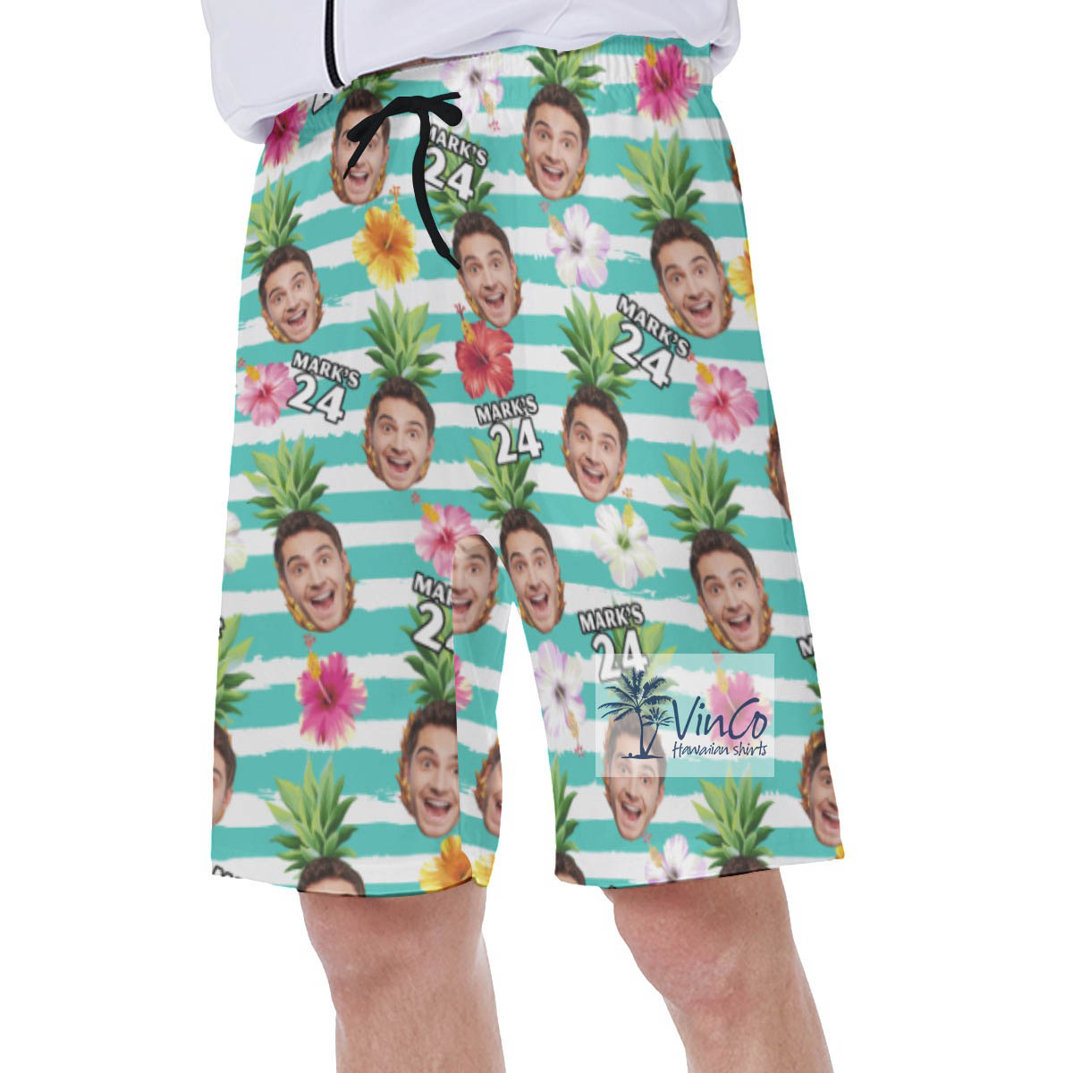 Tropical Personalize Birthday Face And Age Swim Trunks For Men