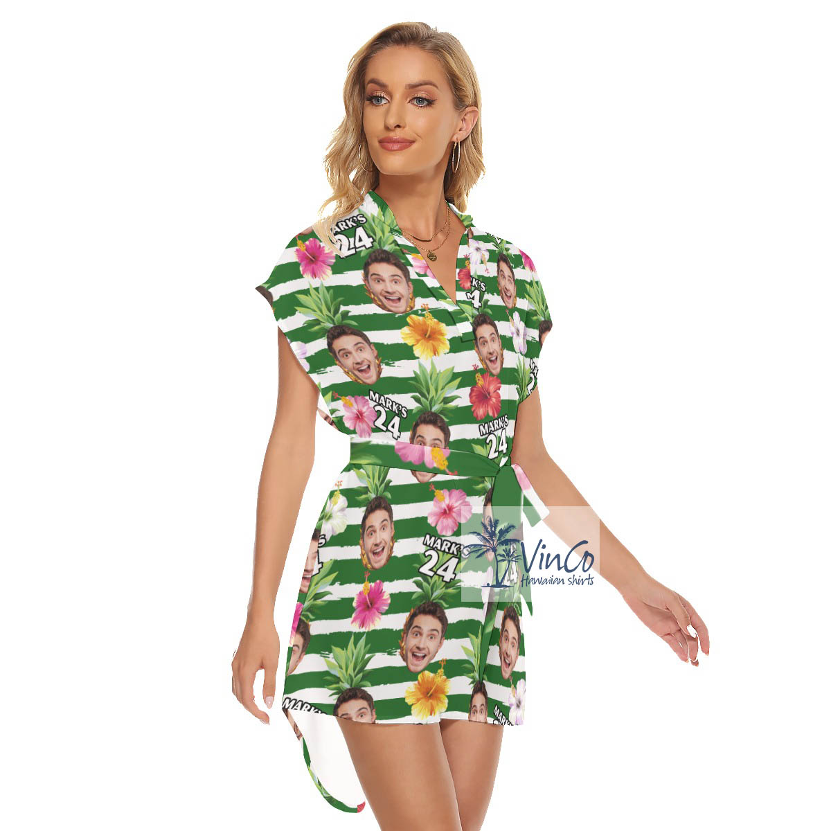 Funny Custom Face Aloha Dress For Women