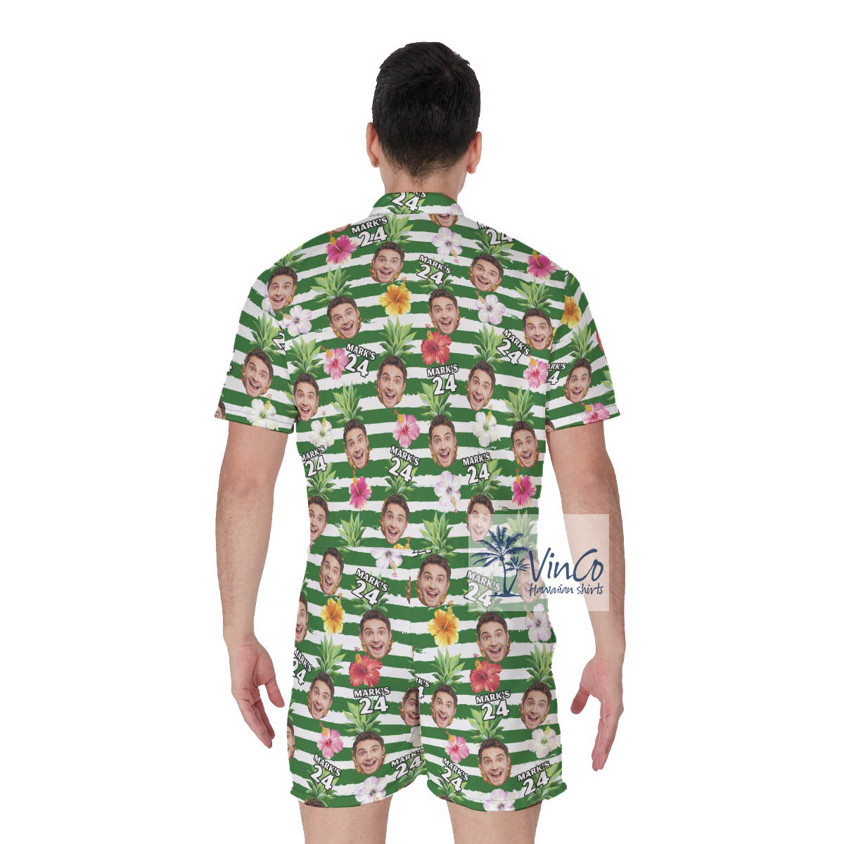Personalized Face Birthday Tropical Romper For Men