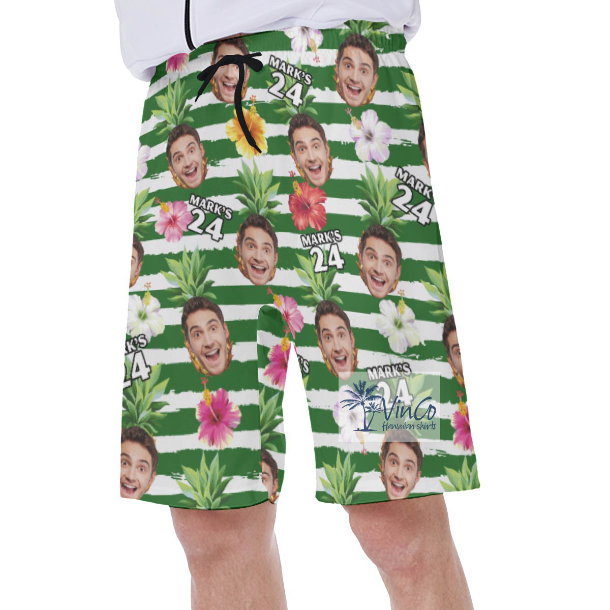 Funny Custom Face Birthday Boy Girl Hawaiian Swim Trunks
