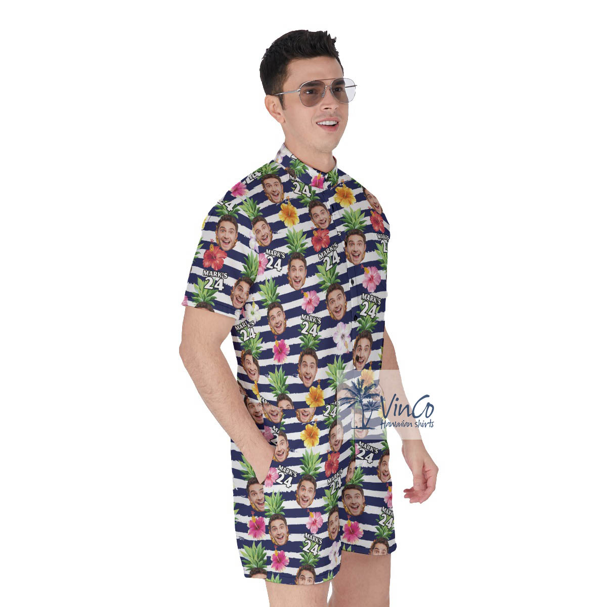 Personalized Photo Birthday Hawaiian Romper For Men