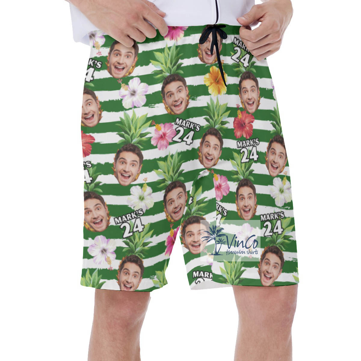Custom Face Birthday Aloha Swim Trunks For Men