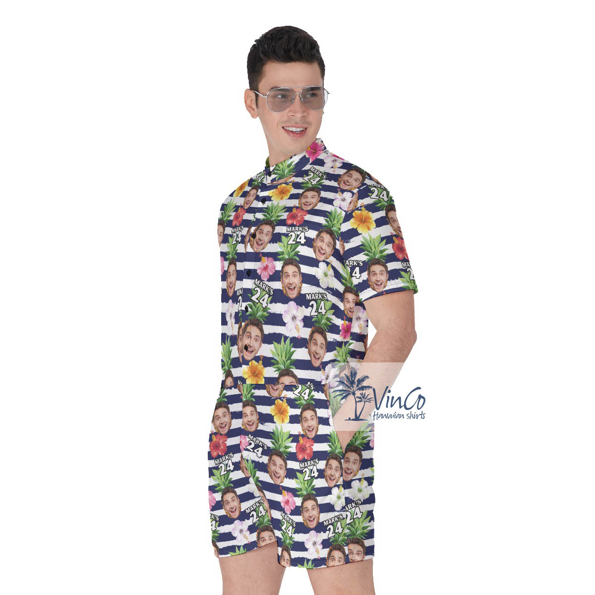 Personalized Photo Birthday Hawaiian Romper For Men