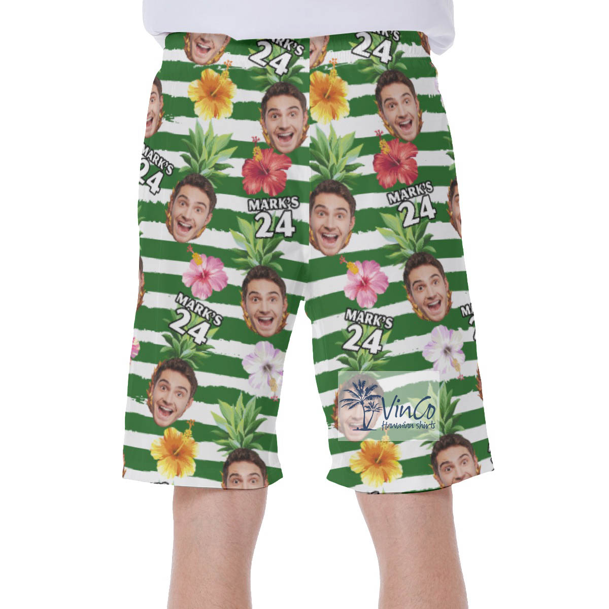 Custom Face Birthday Aloha Swim Trunks For Men