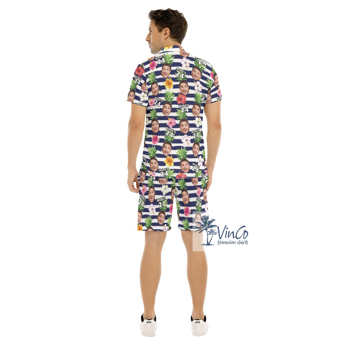 Custom Face Happy Birthday Button Up Shirt Shorts For Men