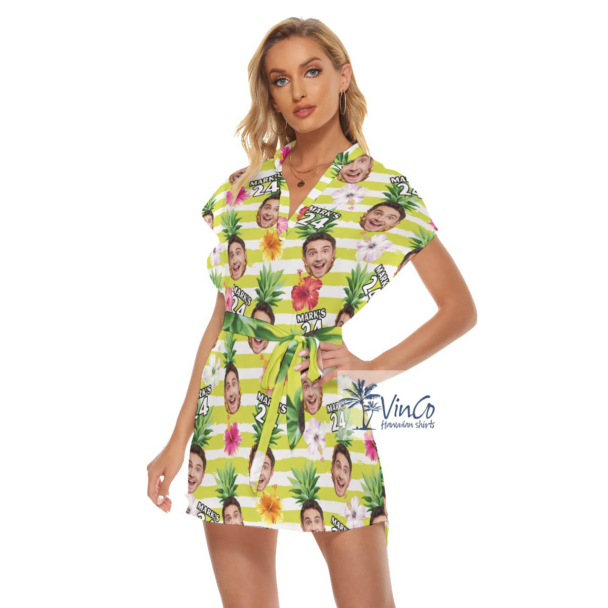 Personalized Birthday Gifts Ideas Custom Face Women's Hawaiian Dress