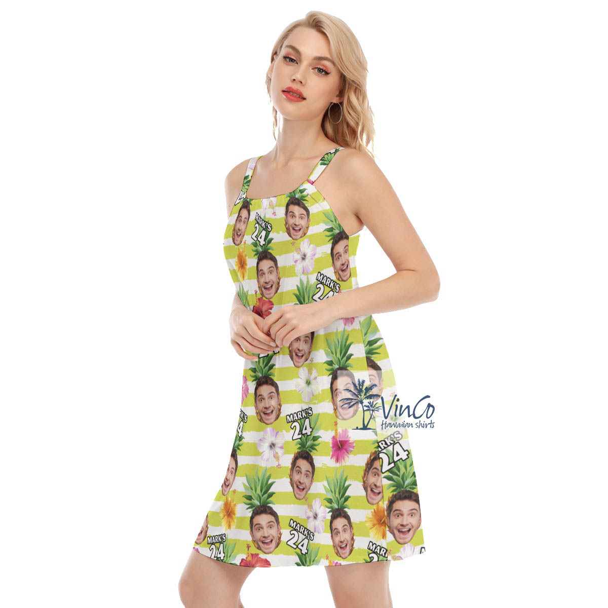 Custom Face And Year Pineapple Birthday Dress For Women