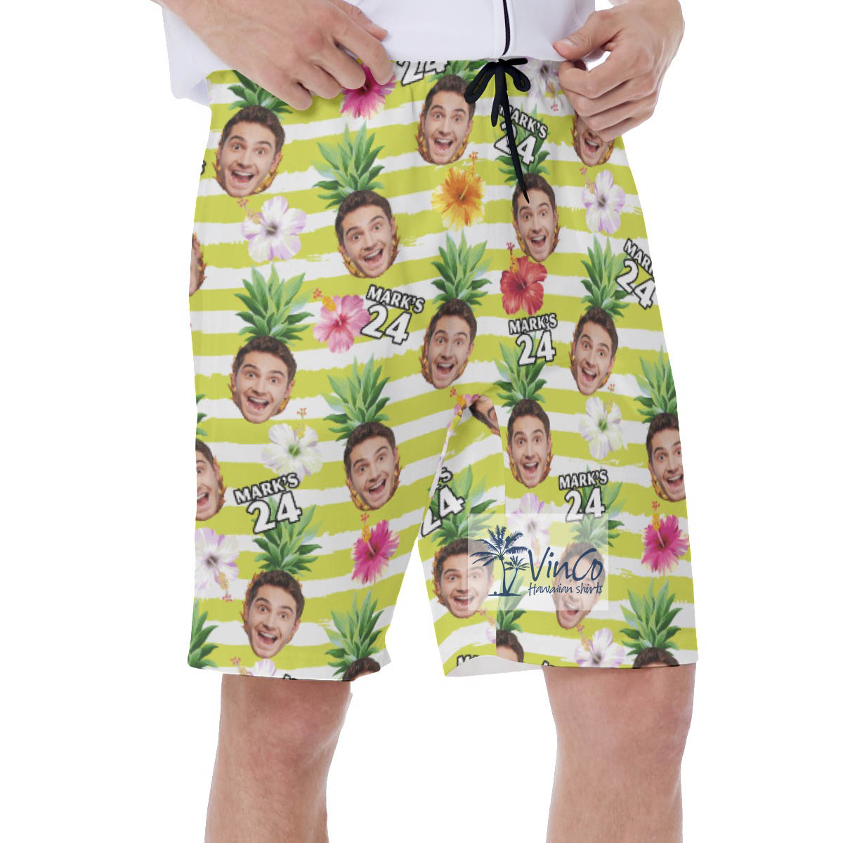 Custom Face Birthday Aloha Swim Trunks For Men