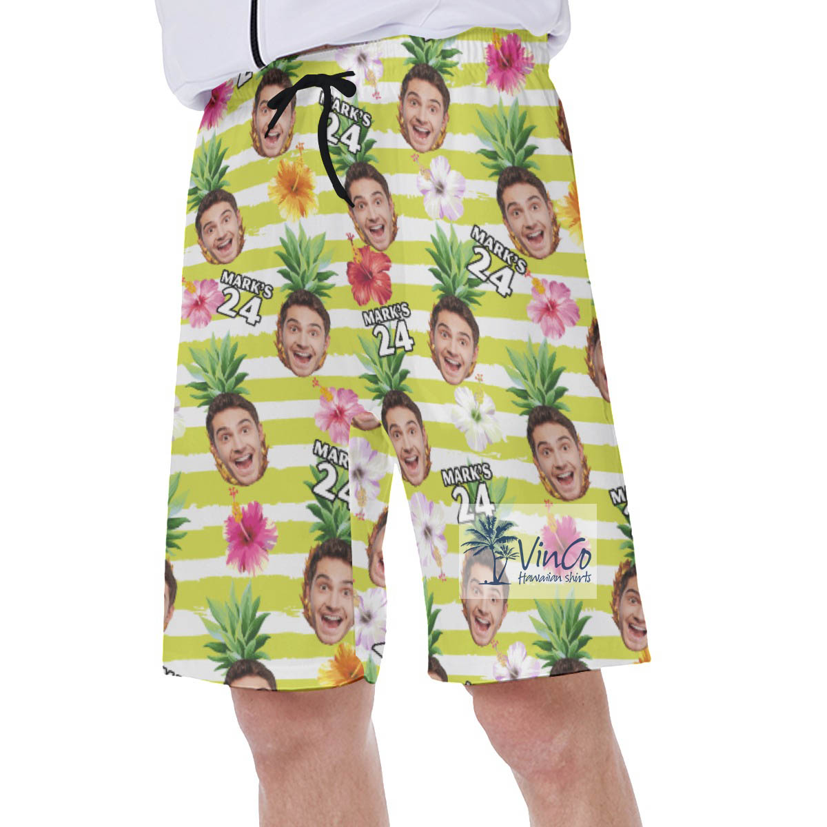 Custom Face Birthday Aloha Swim Trunks For Men
