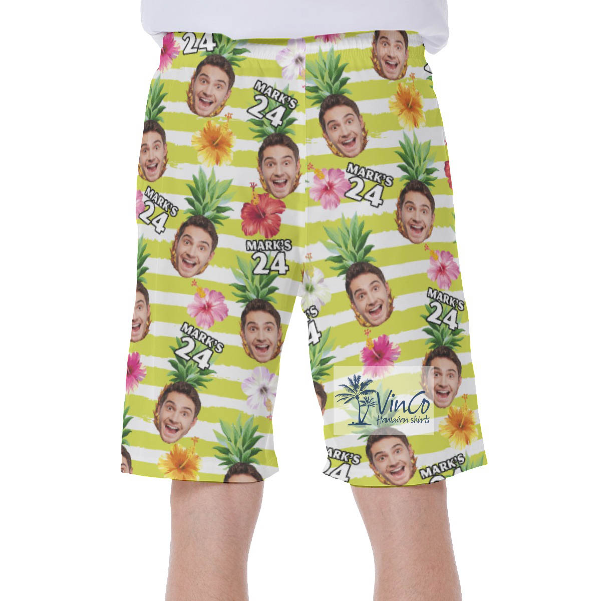 Custom Face Birthday Aloha Swim Trunks For Men