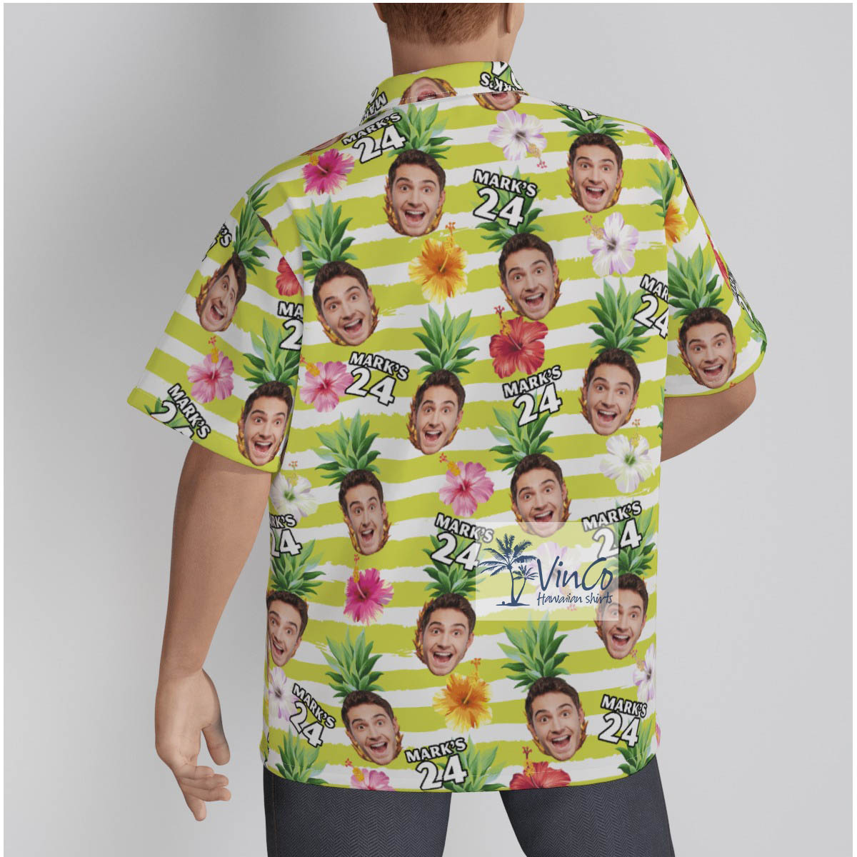 Personalized Photo Face Birthday Hawaiian Button Up Shirt