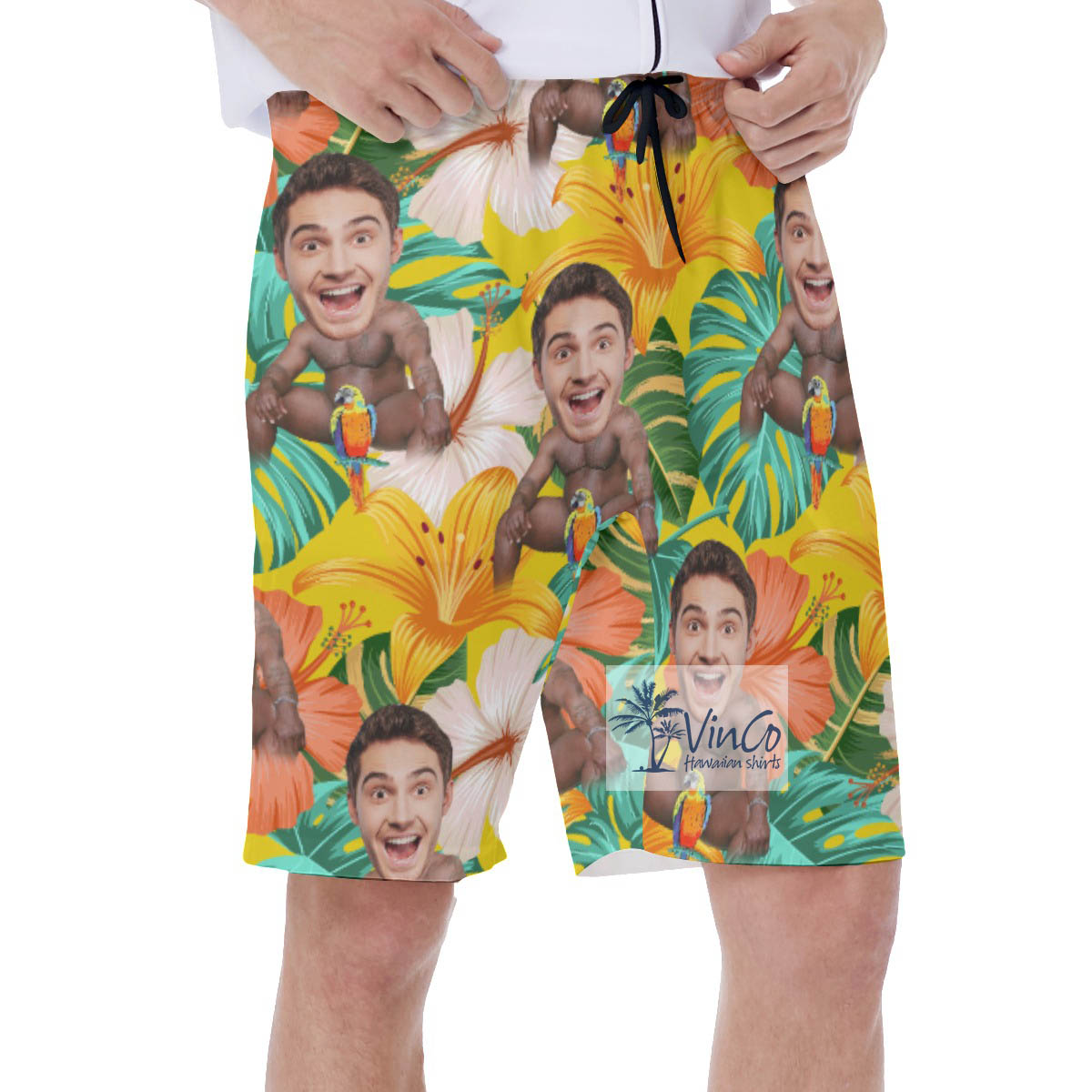 Funny Custom Face Barry Wood Swim Trunks For Men