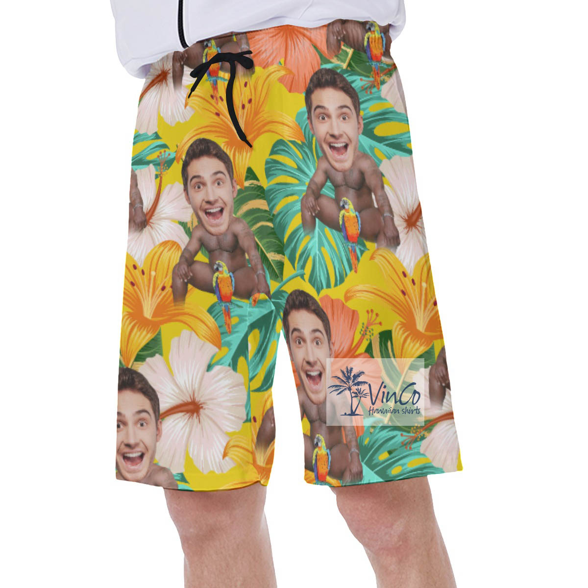 Funny Custom Face Barry Wood Swim Trunks For Men