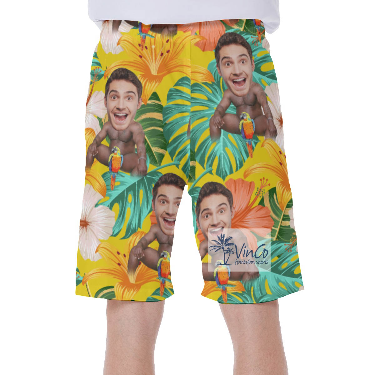 Funny Custom Face Barry Wood Swim Trunks For Men