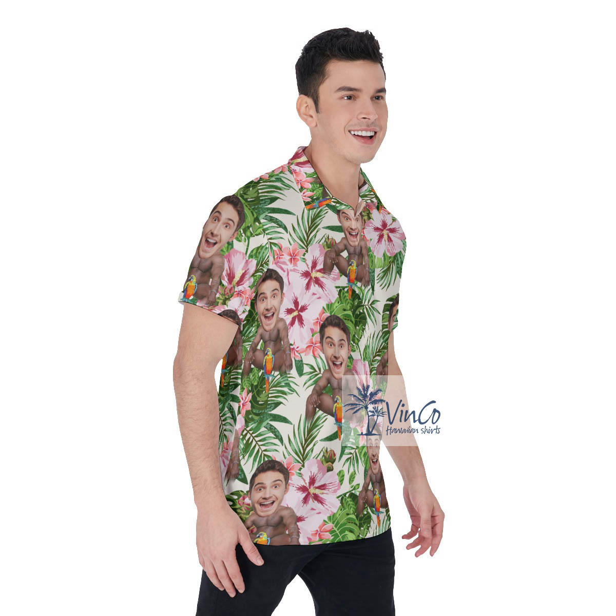 Personalized Barry Wood Face Hawaiian Polo Golf Shirt