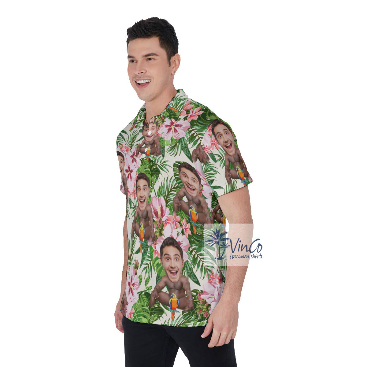 Personalized Barry Wood Face Hawaiian Polo Golf Shirt