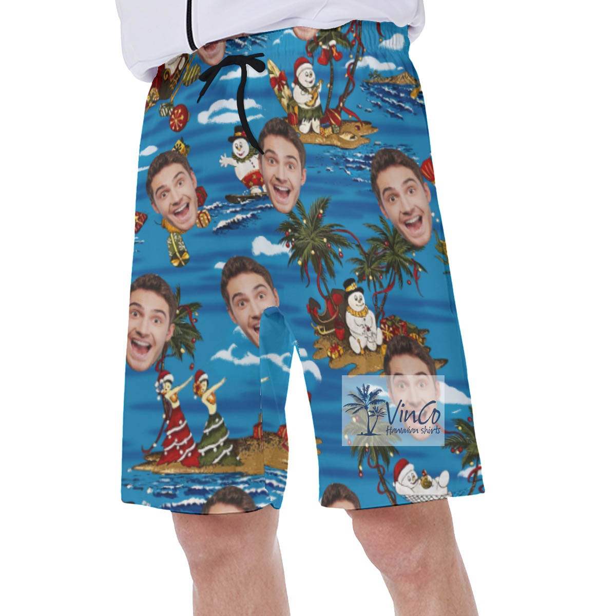Christmas Snowman Tropical Hawaiian Swimwear With Custom Face