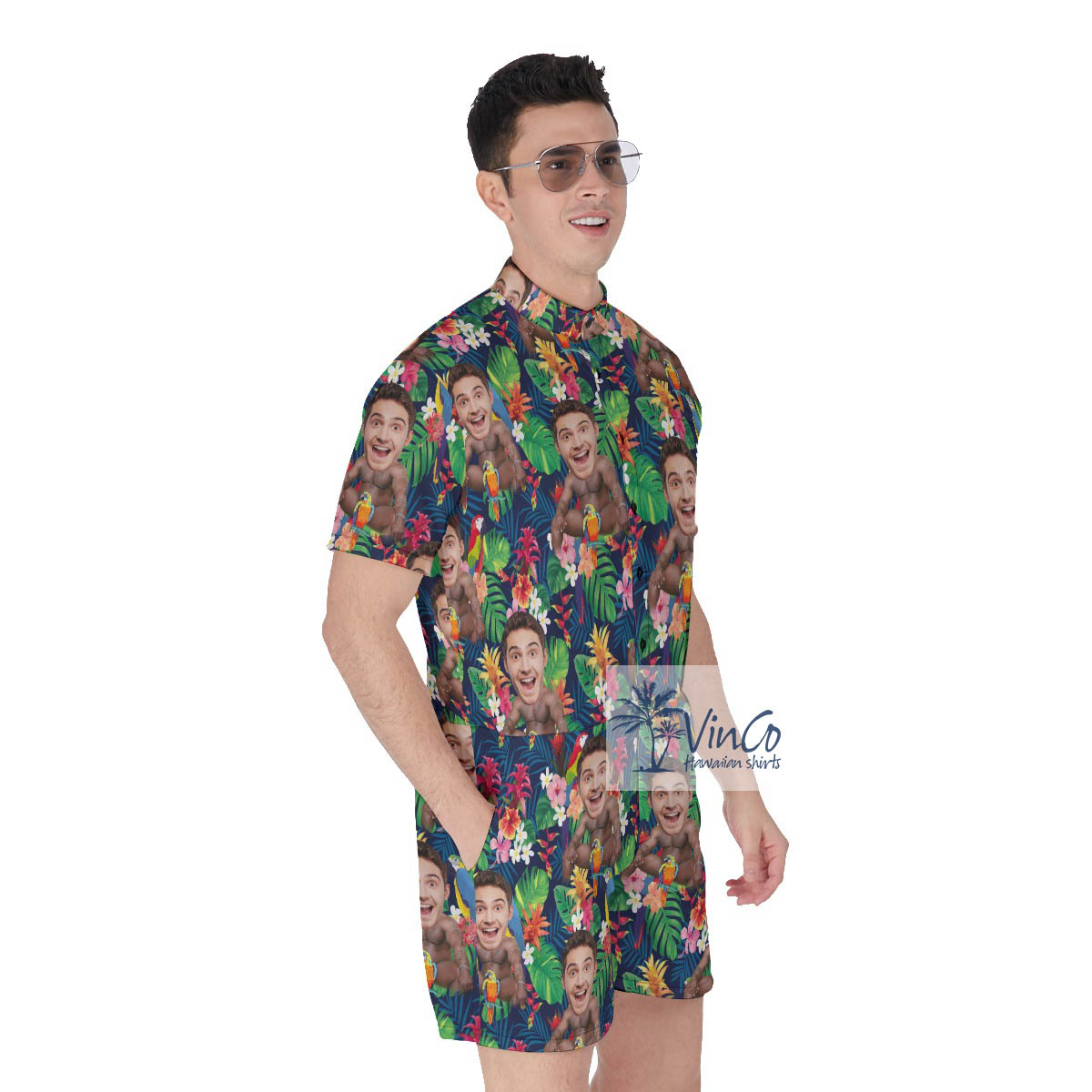 Inappropriate Tropical Custom Barry Wood Face Romper For Men