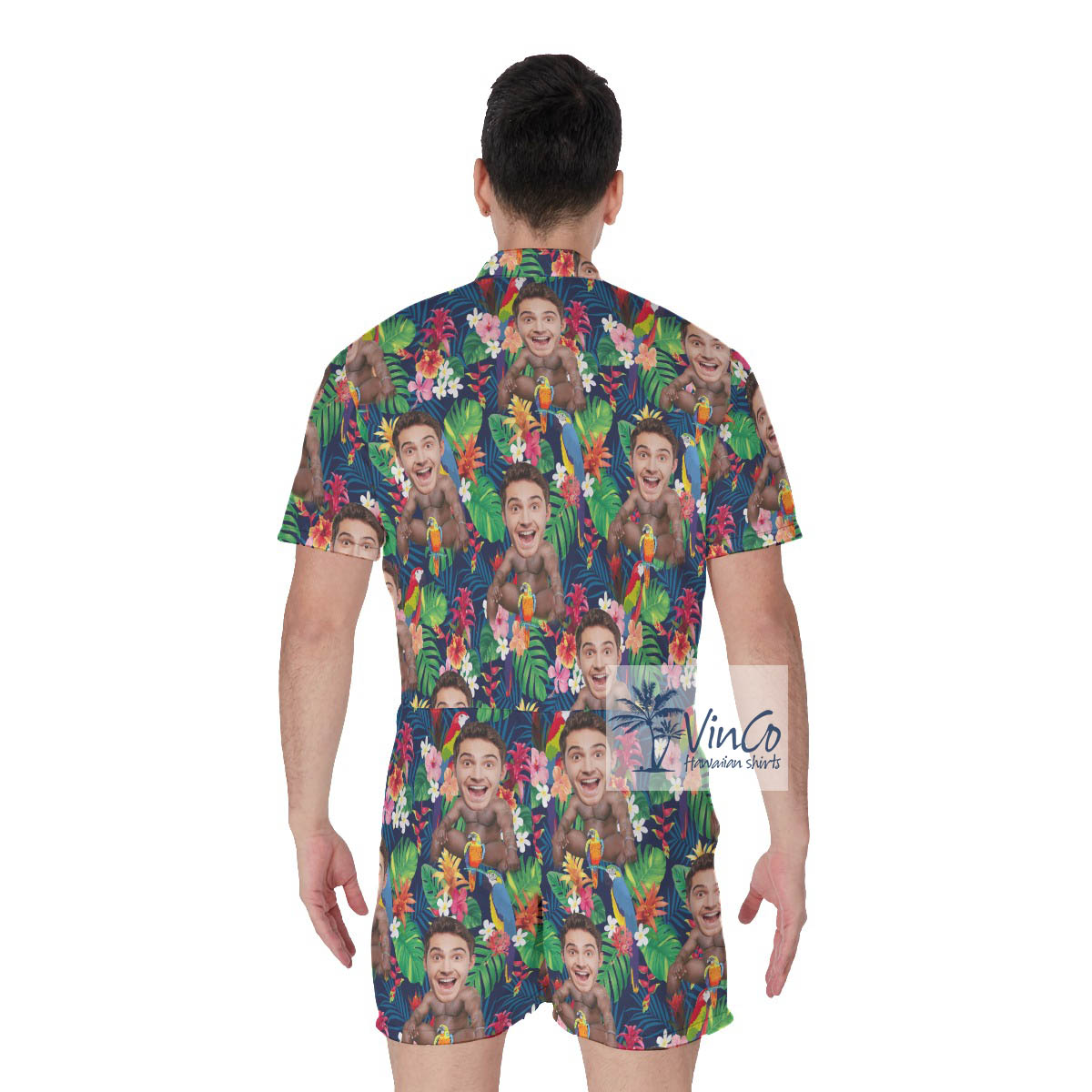 Inappropriate Tropical Custom Barry Wood Face Romper For Men