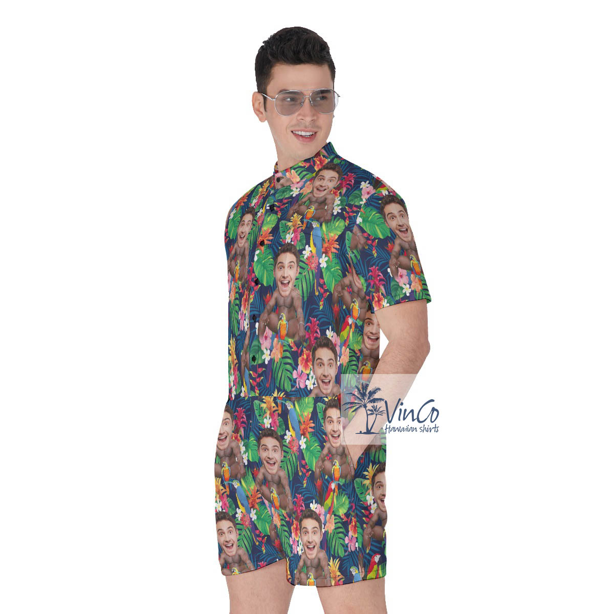 Inappropriate Tropical Custom Barry Wood Face Romper For Men