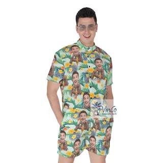 Custom Faces Barry Wood Tropical Romper For Men