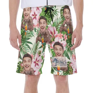Personalized Face Barry Wood Beach Swim Trunks For Men